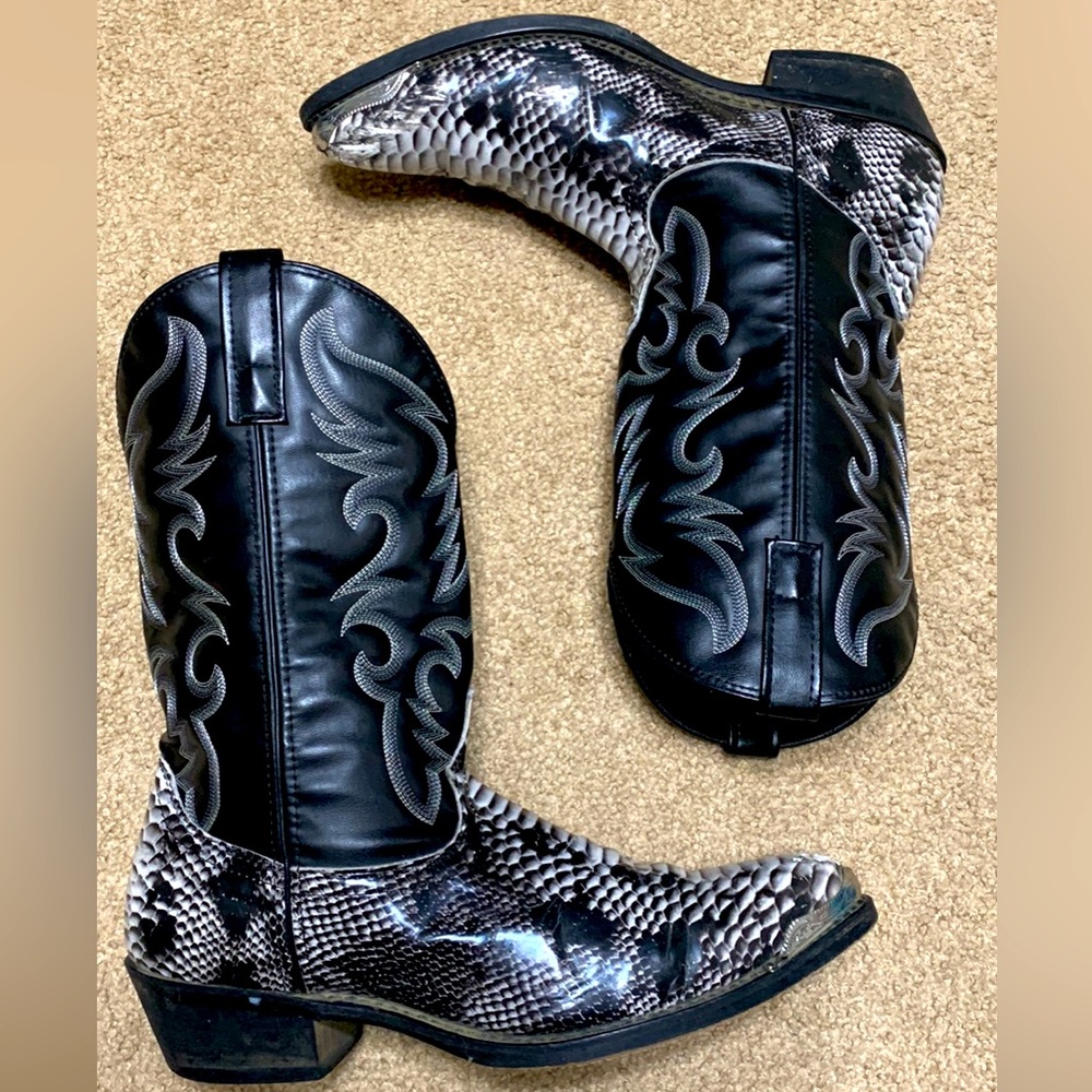 Mens Laredo 68067 Monty Croc Western Cowboy Boots Mid Calf Black Size 10 1/2 D